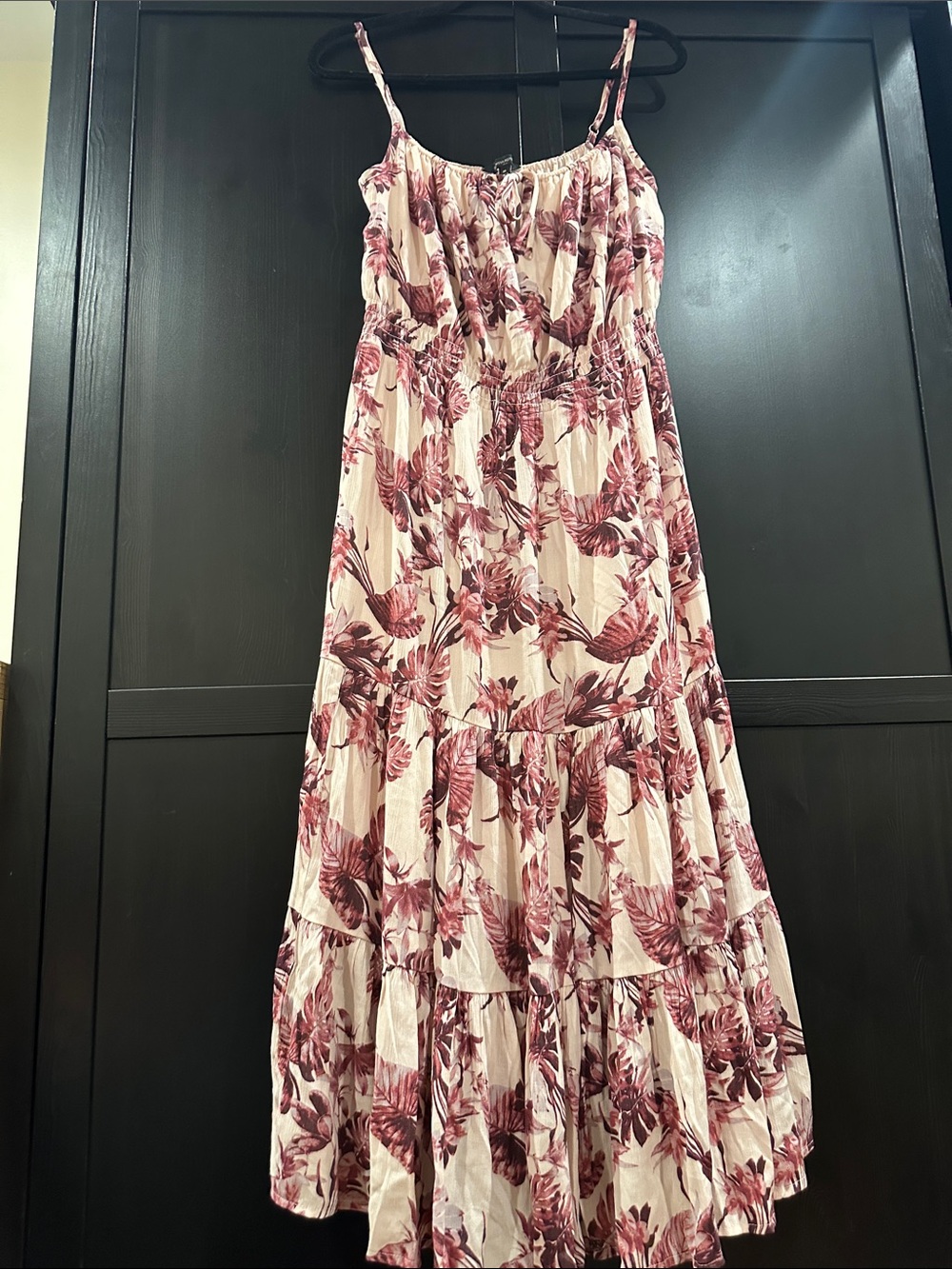 Banana Republic Cream Maxi Dress with Pink Floral Print